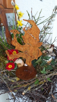 Schöner Edelrost-Wichtel  "Hans im Glück" mit Pilz
