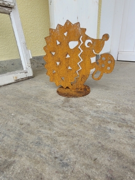 Rost Igel mit Pilz  - 24 cm hoch